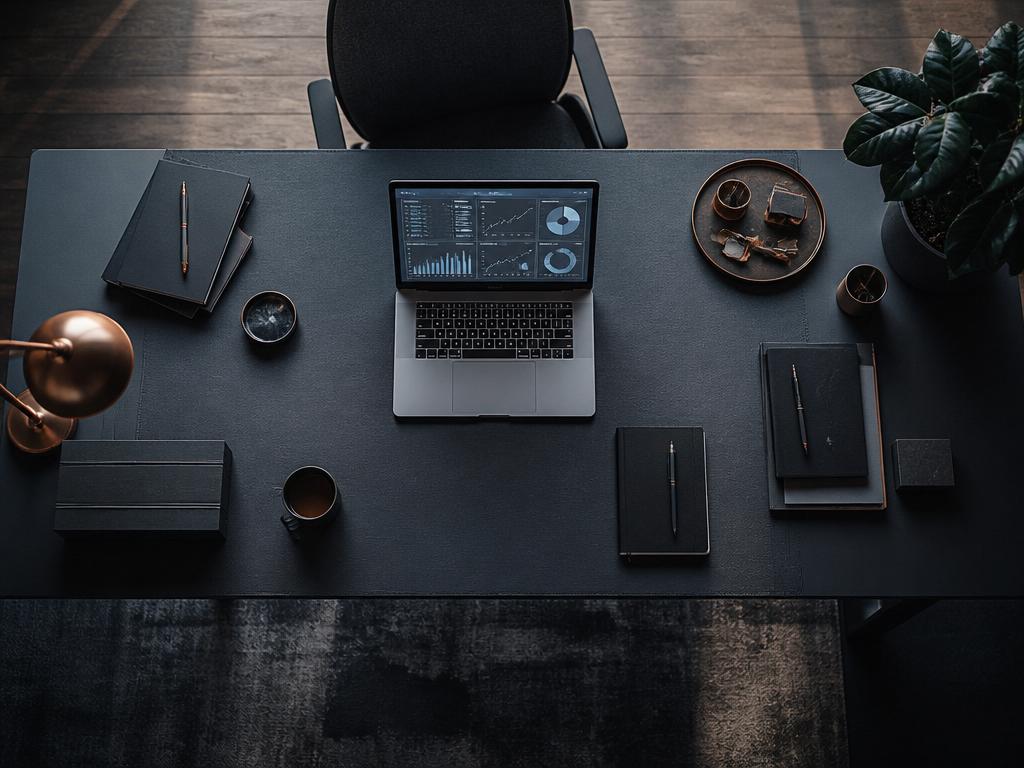 Industriellt arbetsbord med ERP-dashboard på laptop och produktionsplanering