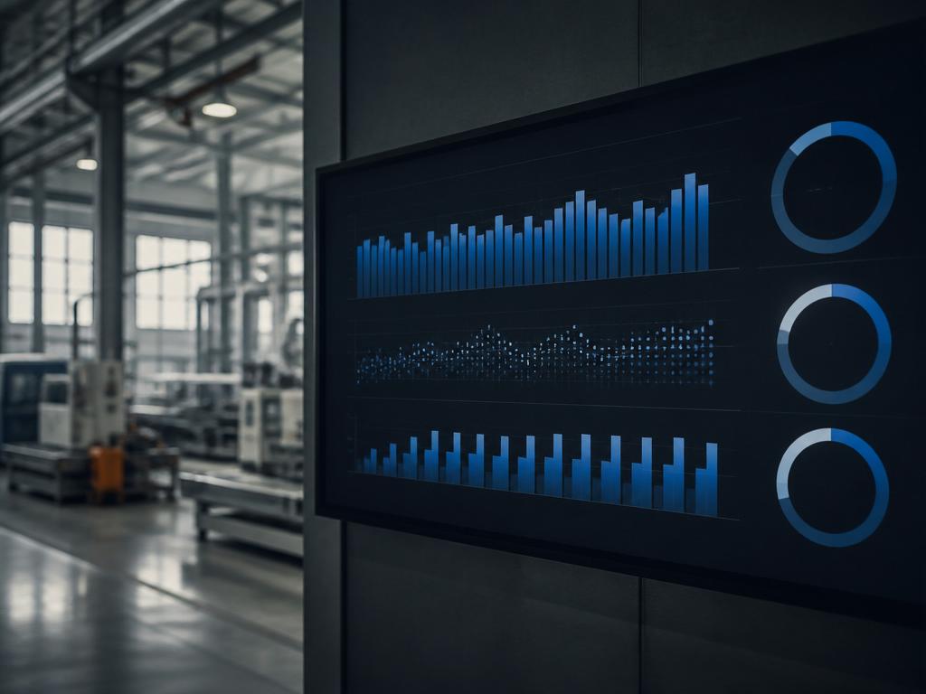 Industriell OEE-dashboard med tillgänglighet, prestanda och kvalitetsmått