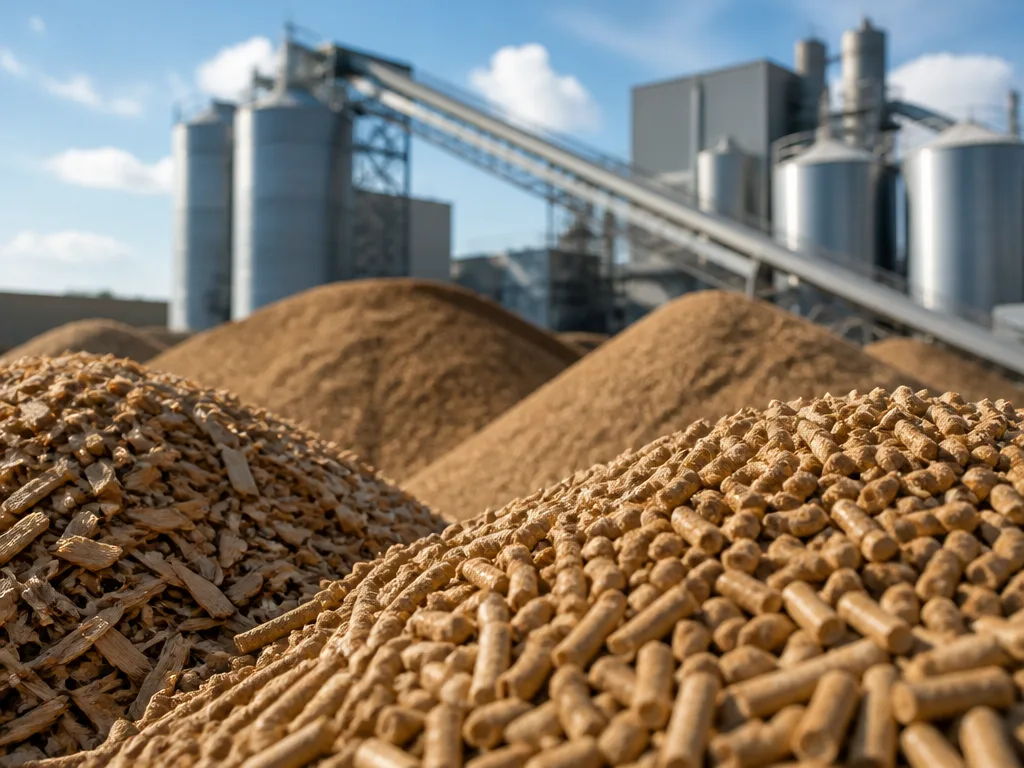 Biobränsle i form av flis och pellets vid ett industriellt kraftvärmeverk